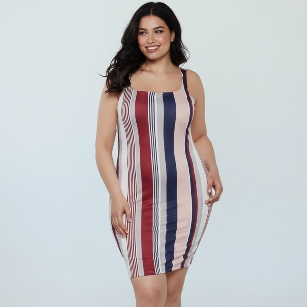 NEW•XL-1X•Simply Chic Striped BodyCon Dress• Host Pick!